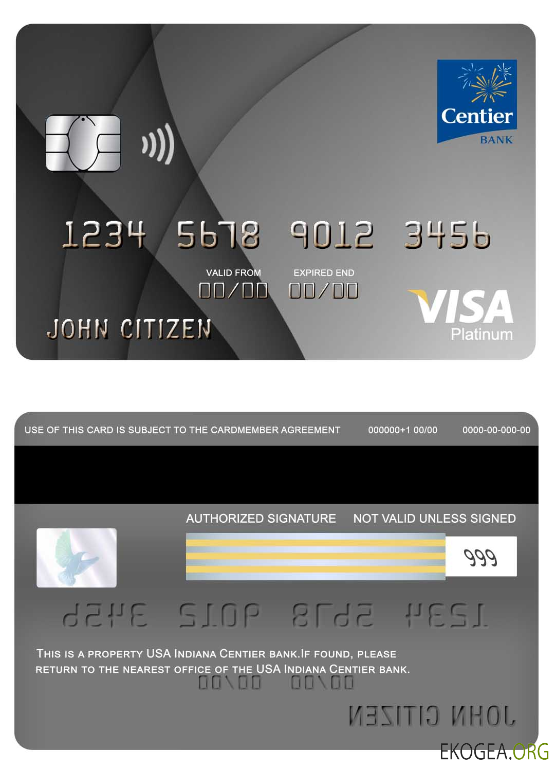 Carte visa platine USA Indiana Centier Bank